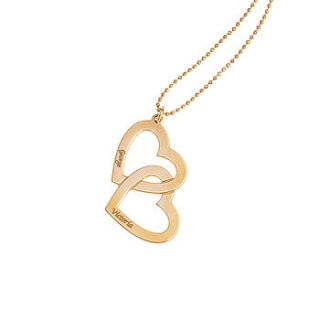 personalised double heart engraved necklace by anna lou of london