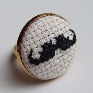 cross stitch moustache ring by magasin