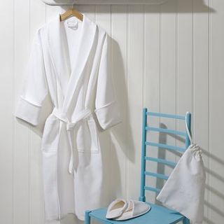 trieste white fine waffle bath robe by the fine cotton company