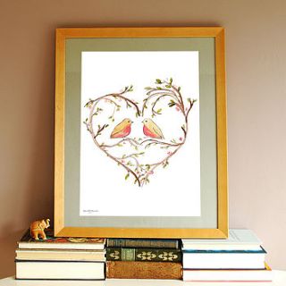 love birds poster by rebecca kiff