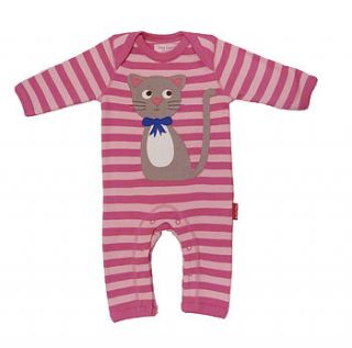 organic kitty applique sleepsuit by toby tiger