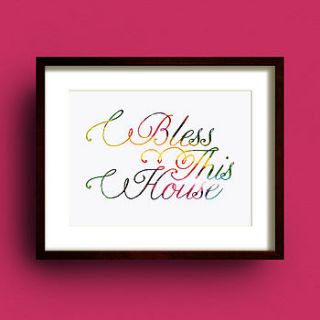 'bless this house' typography print by dig the earth