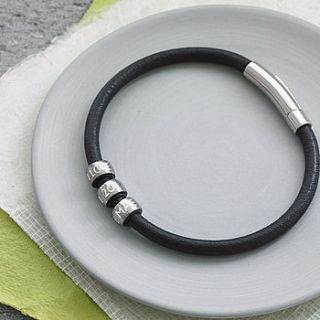 personalised men's leather bracelet by lb man