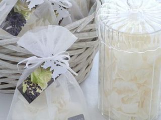 ten natural white rose petal confetti bags by the flower studio