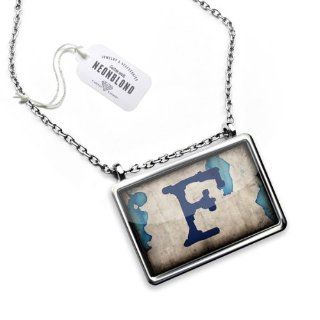 Necklace "F "characters, letter ink stain   Pendant with Chain   NEONBLOND Jewelry