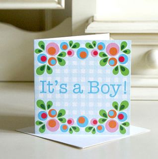 'it's a boy' or 'it's a girl' greeting card by the strawberry card company