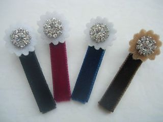 vintage velvet diamante clippie   pair by candy bows