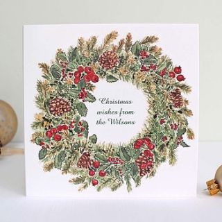 personalised wreath christmas cards by love give ink