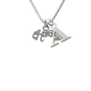 Scroll Script ''Cheer'' Initial I Charm Necklace Pendant Necklaces Jewelry