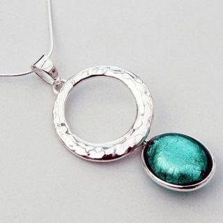 murano glass hammered circle silver pendant by claudette worters
