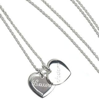 personalised long chain and heart necklace by sibylle jewels