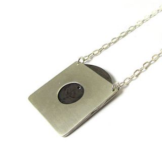goojah silver vinyl record in sleeve necklace by bug
