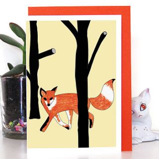 curious fox greeting card by superfumi