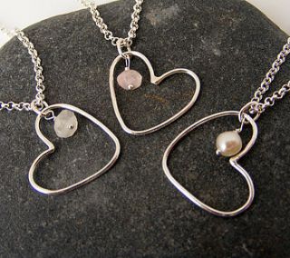 silver semi precious stone heart pendant by tanya garfield jewellery