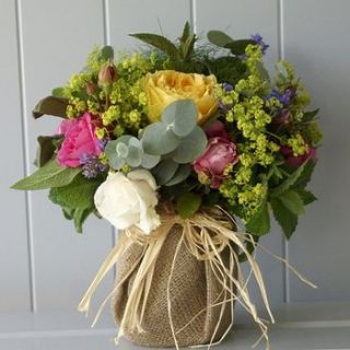 scented roses & herbs in a vase by the artisan dried flower company