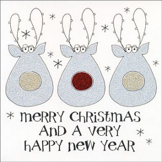 pack of five handmade sparkly christmas cards by eggbert & daisy