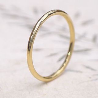 slim hammered wedding ring in 18ct gold by lilia nash jewellery