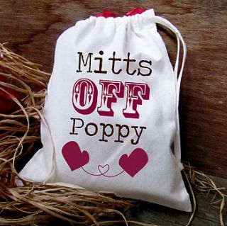 personalised 'mitts off' gift bag by precious little plum