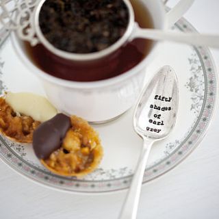 'fifty shades of earl grey' vintage tea spoon by la de da living