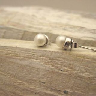 pearl and silver stud earrings by tigerlily jewellery