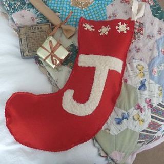 personalised red felt christmas stocking by jojo accessories