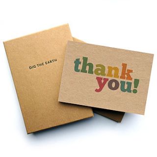 set of 12 colourful thank you note cards by dig the earth