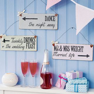 personalised wedding direction sign by delightful living weddings