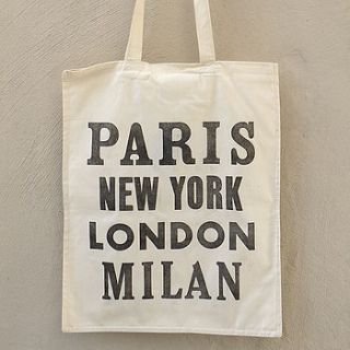 paris to milan letterpress shopping tote by print for love of wood
