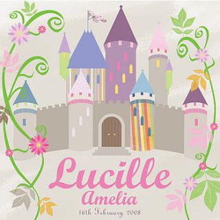 personalised princess castle canvas by strawberry lemonade