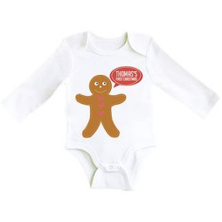 personalised gingerbread man baby bodysuit by little baby boutique