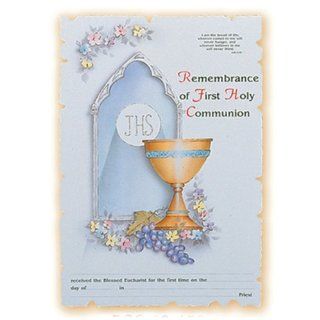 100 First Communion Certificates 7" x 10.5", Die Cut, Four Color Part Processing, Gold Leaf, Made in Italy   Blank Certificates