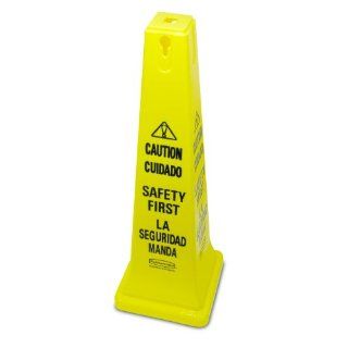 Rubbermaid Commercial FG627687YEL Multi Lingual Safety Cone with "Caution, Safety First" Imprint, 36 Inch Height Science Lab Safety Cones