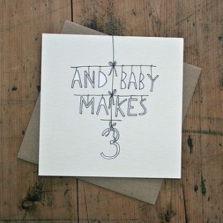 'and baby makes three' card by prudence loves