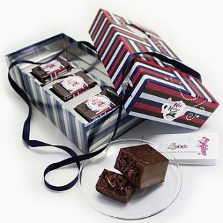 gift box of chocolates filled with brownies by fairy tale gourmet