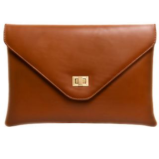 lily clutch in soft tan leather by peony & moore