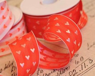 red and white heart valentine ribbon by victoria jill