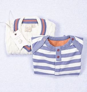 baby boys cricket jumper and romper gift set by toffee moon