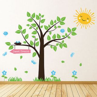 tree with birds and butterflies wall stickers by parkins interiors