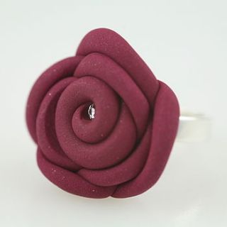 sterling silver rose ring by fingerprints