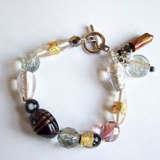 silver, gold and clear glass beaded bracelet by jre collection