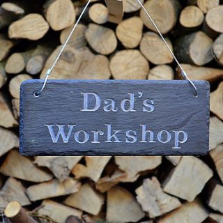 engraved slate dad's garden sign by winning works