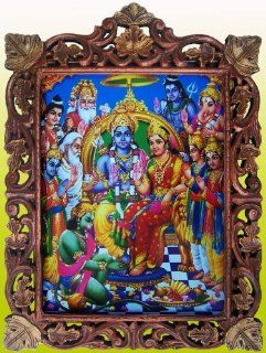 Ram Darbar, All God Giving Blessing, Wood Frame   Wall Sculptures