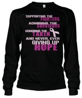 (Cybertela) Supporting The Fighters Admiring The Survivors Honoring The Taken And Never Ever Giving Up Hope Thermal Long Sleeve T shirt Cancer Awareness Tee Clothing