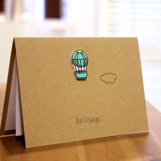 hot air balloon 'bon voyage' goodbye card by little silverleaf