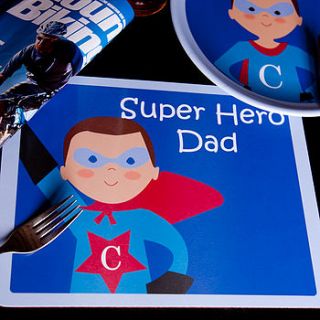 personalised super dad placemat by kisses and creations