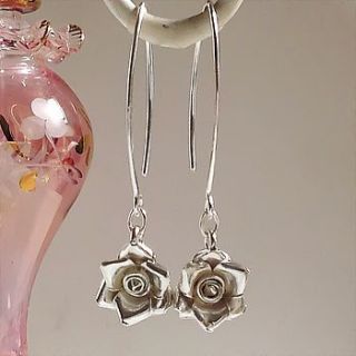 silver rose earrings by finishing touches