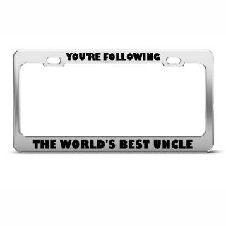 You're Following Worlds Best Uncle License Plate Frame Stainless Automotive
