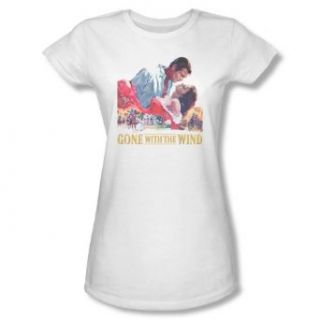 Gone With The Wind ON FIRE Short Sleeve Tee JUNIOR SHEER   WHITE T Shirt Movie And Tv Fan T Shirts Clothing