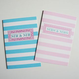 mr and mr / mrs and mrs civil wedding card by love faith and hope