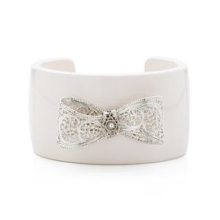 filigree bow resin cuff bangle white by arabel lebrusan